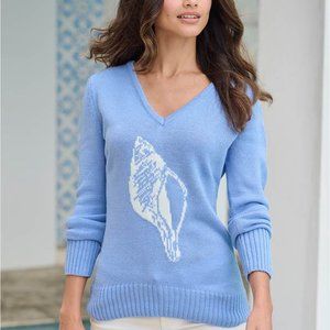 Venus Conch Shell V-Neck Sweater NWOT Size S